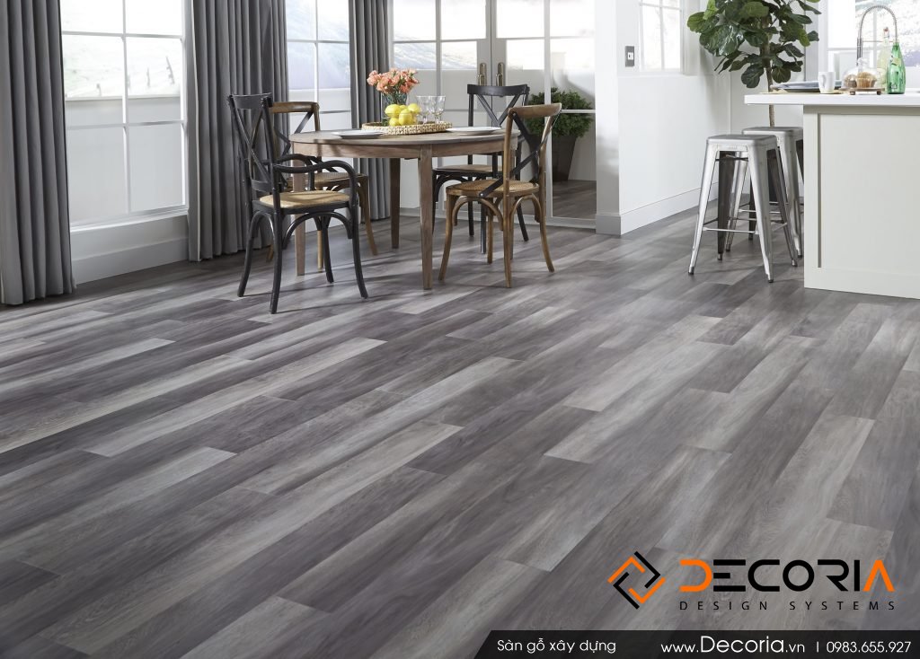 Mẫu sàn gỗ công nghiệp màu ghi đá (xám), lắp đặt sàn gỗ - Decoria.vn