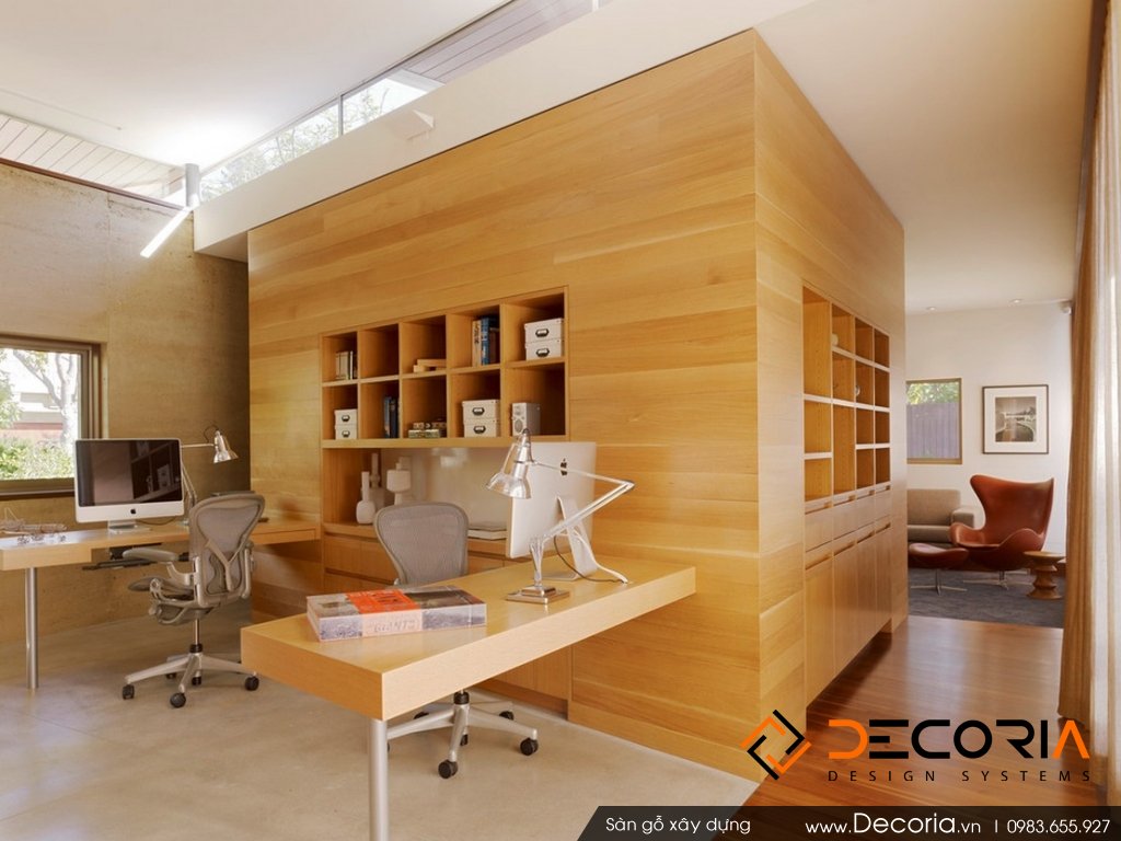 Mẫu sàn gỗ văn phòng màu cánh gián