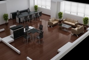 Mẫu sàn gỗ văn phòng màu nâu