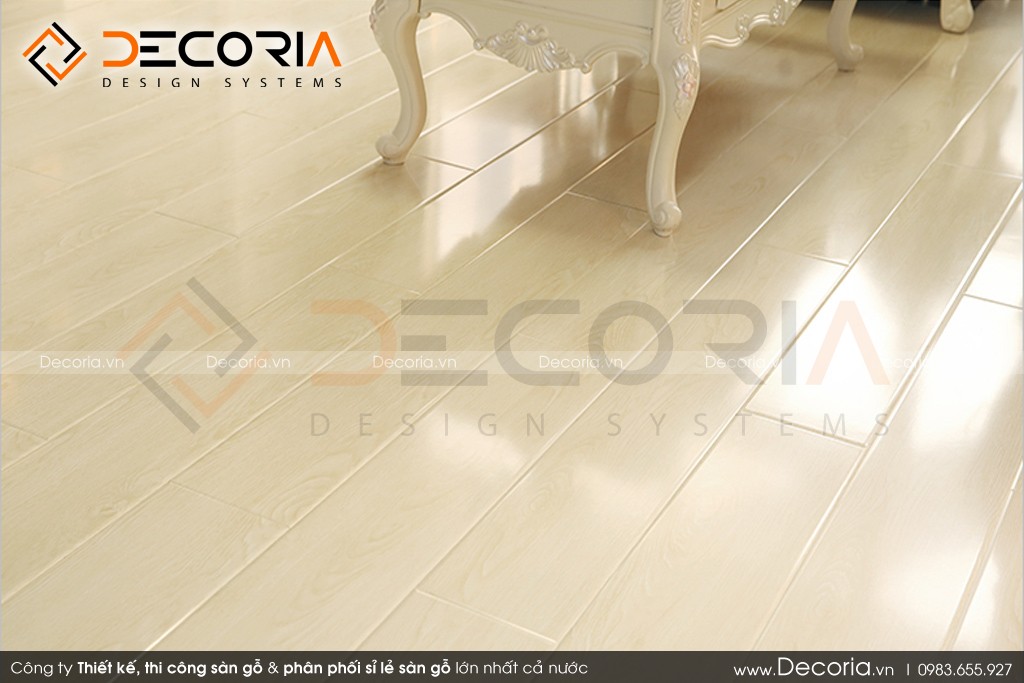 Mẫu sàn gỗ chung cư màu trắng