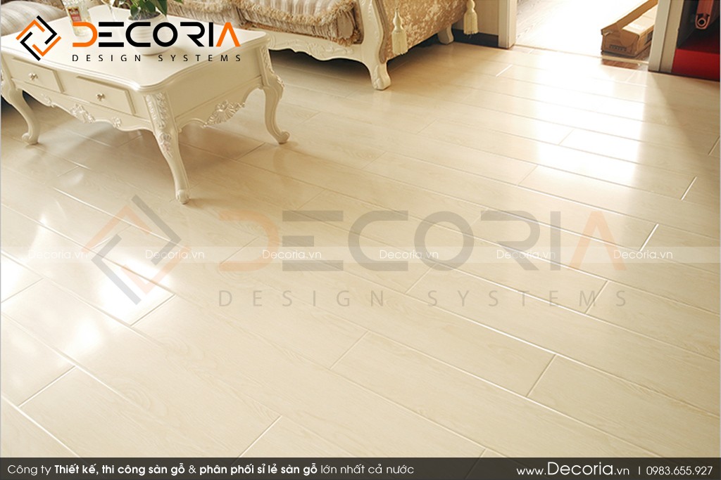 Mẫu sàn gỗ chung cư màu trắng