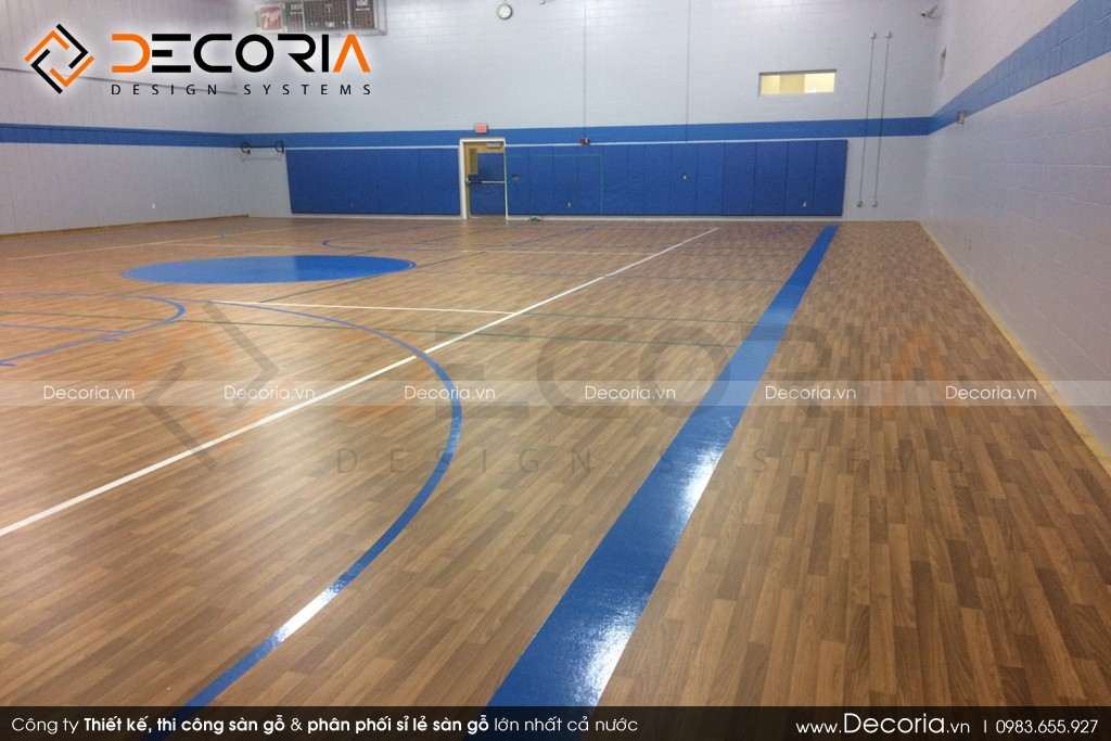 Mẫu sàn gỗ thể thao màu óc chó