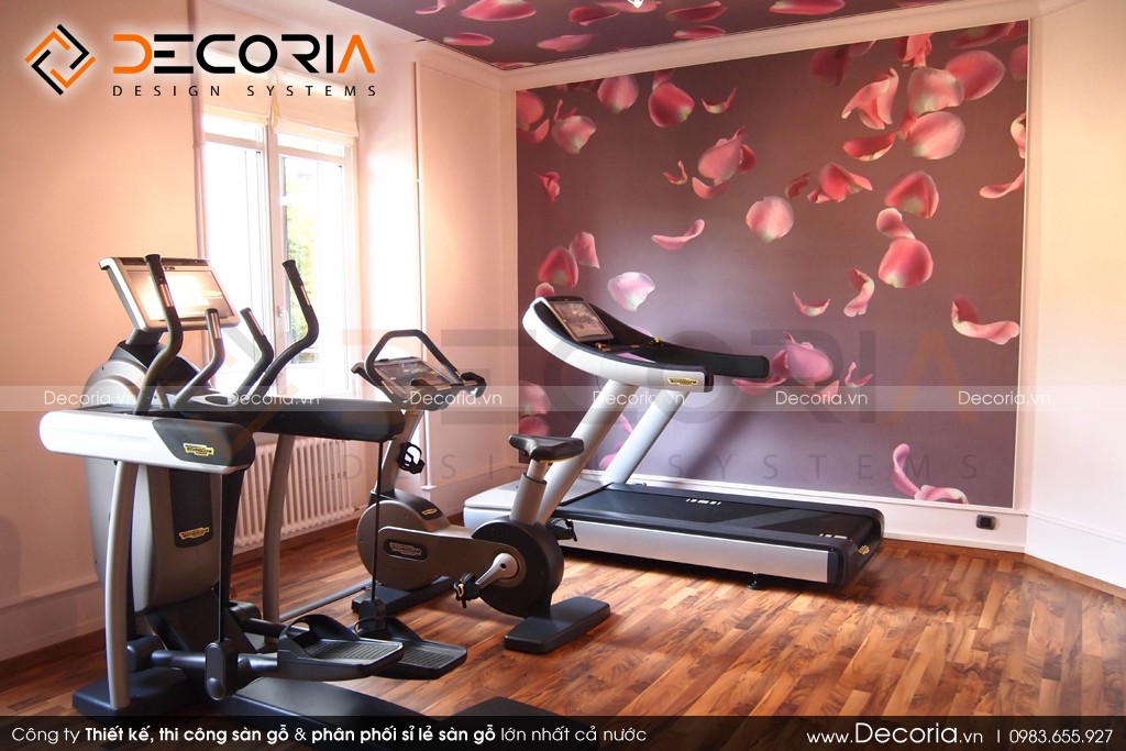 Mẫu sàn gỗ thể thao màu óc chó